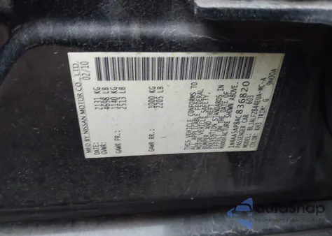 2010 Nissan Maxima 3.5 Sv из США, поврежденный, VIN 1N4AA5AP8AC836820